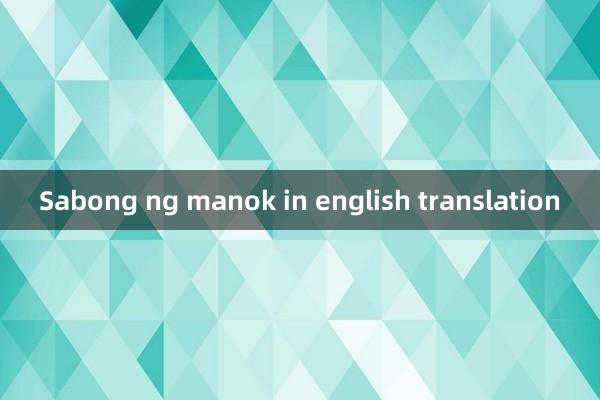 Sabong ng manok in english translation