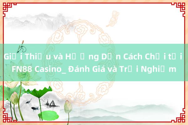 Giới Thiệu và Hướng Dẫn Cách Chơi tại FN88 Casino_ Đánh Giá và Trải Nghiệm