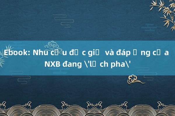 Ebook: Nhu cầu độc giả và đáp ứng của NXB đang 'lệch pha'